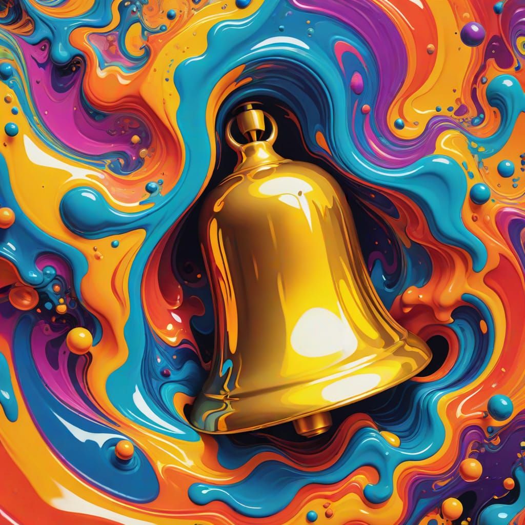 Psychedelic Bell Dissolving into Swirling Colors