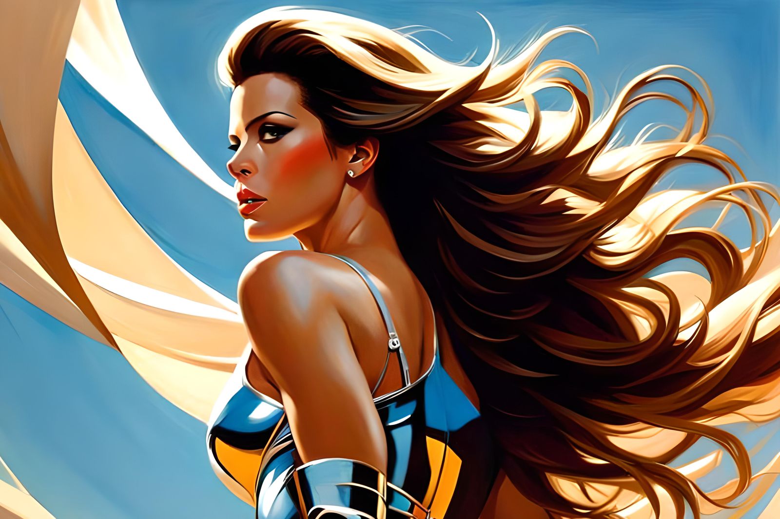 Brutalist Impressionist Image of Woman in Powerful Pose