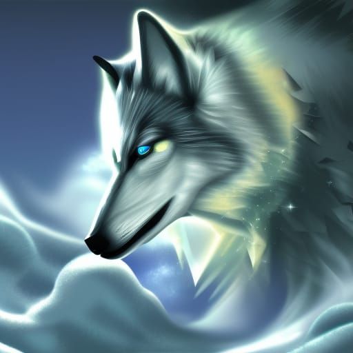 Crystallized Fenris Wolf in Matte Painting Style