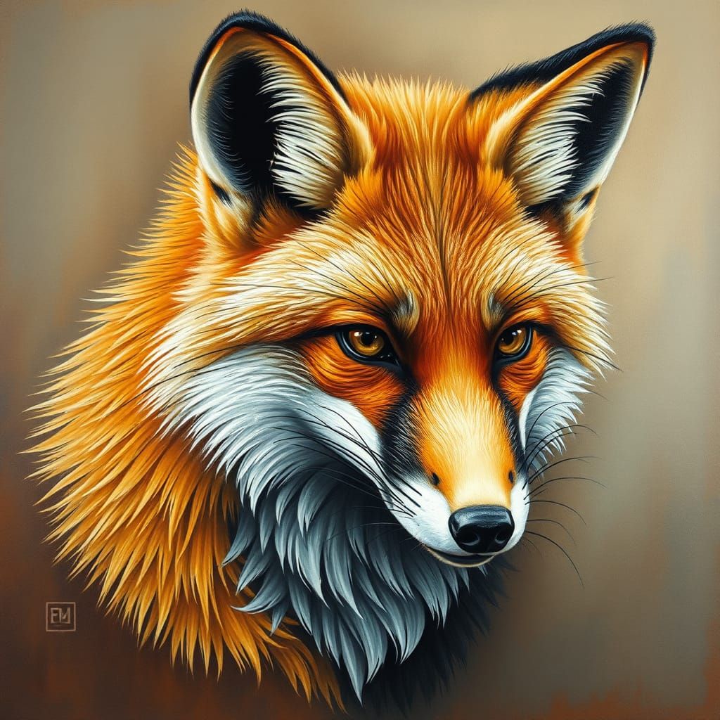 Fox in Elegant Oil Painting