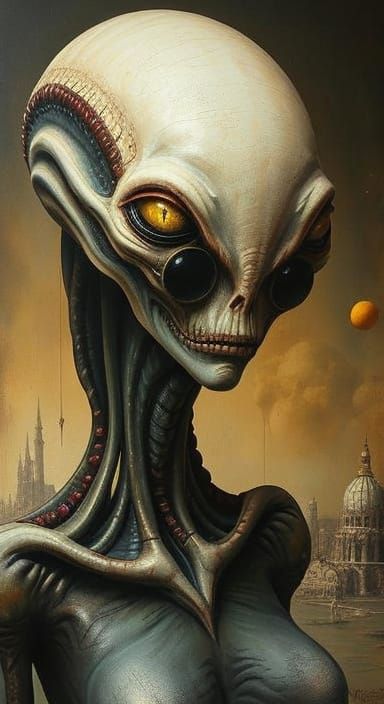 Surreal Alien Woman in Melting Dali Style