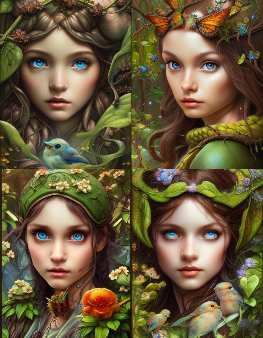 Robin in Enchanted Garden: Digital Illustration