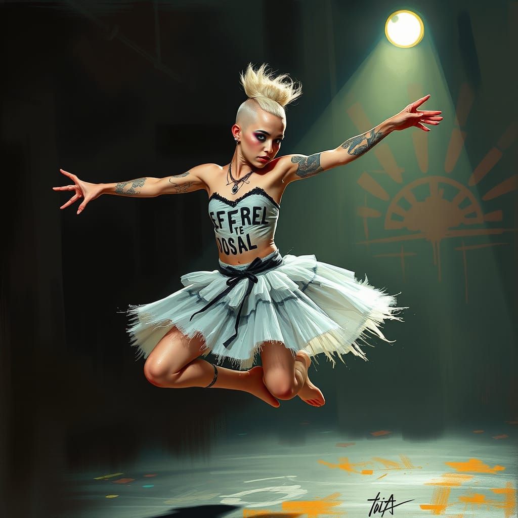 Punk Ballerina Leaps with Raw Emotion