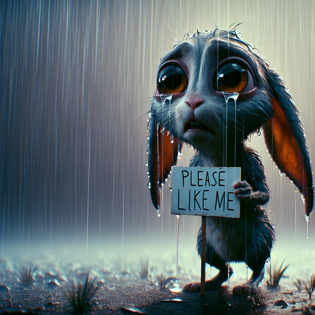 Forlorn Rabbit Seeks Approval: Surreal 3D Art
