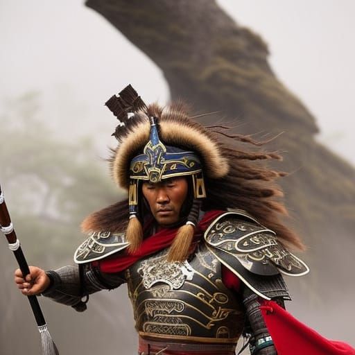 Mongolian Warrior Emerges from Fog