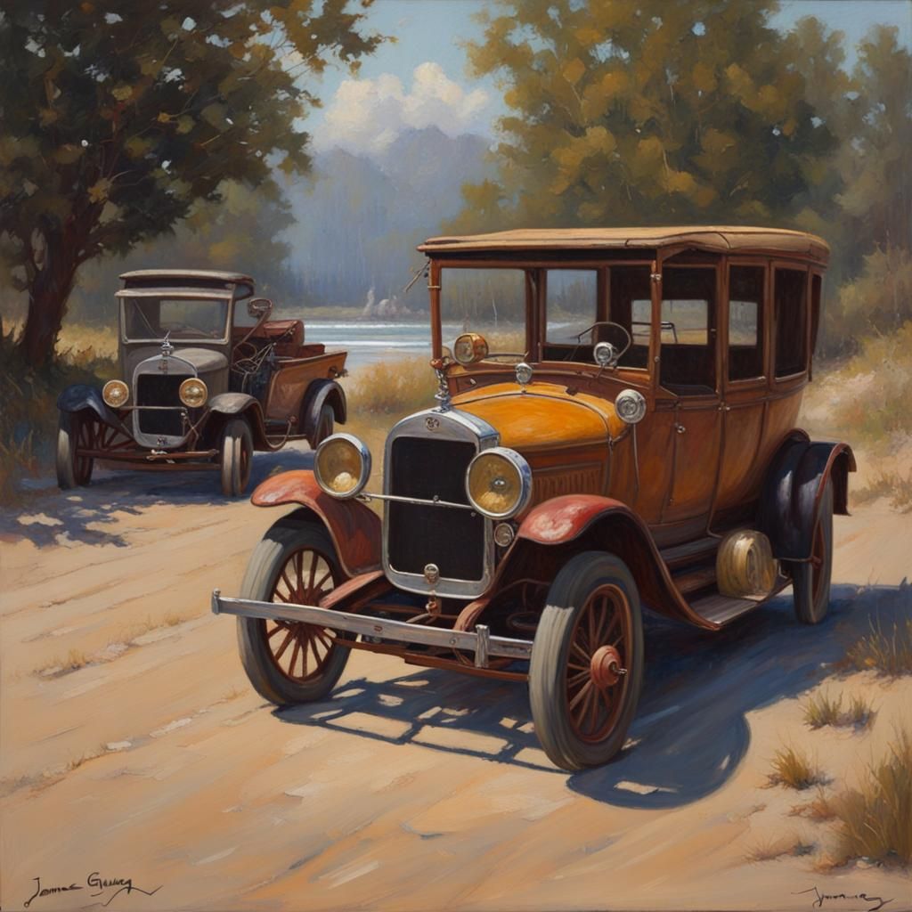 Nostalgic Oil Painting of Simpler Times