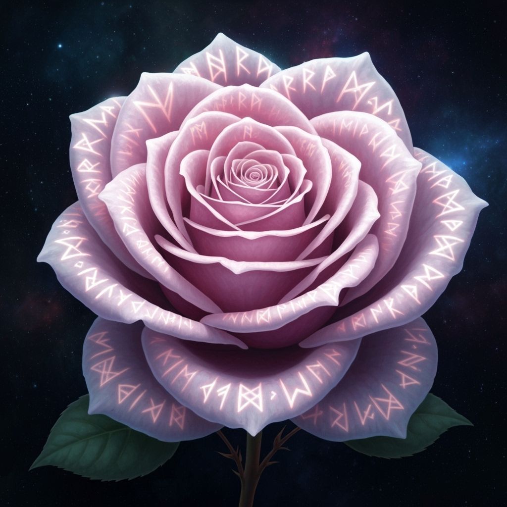 Magnificent Rose With Glowing Arcane Runes
