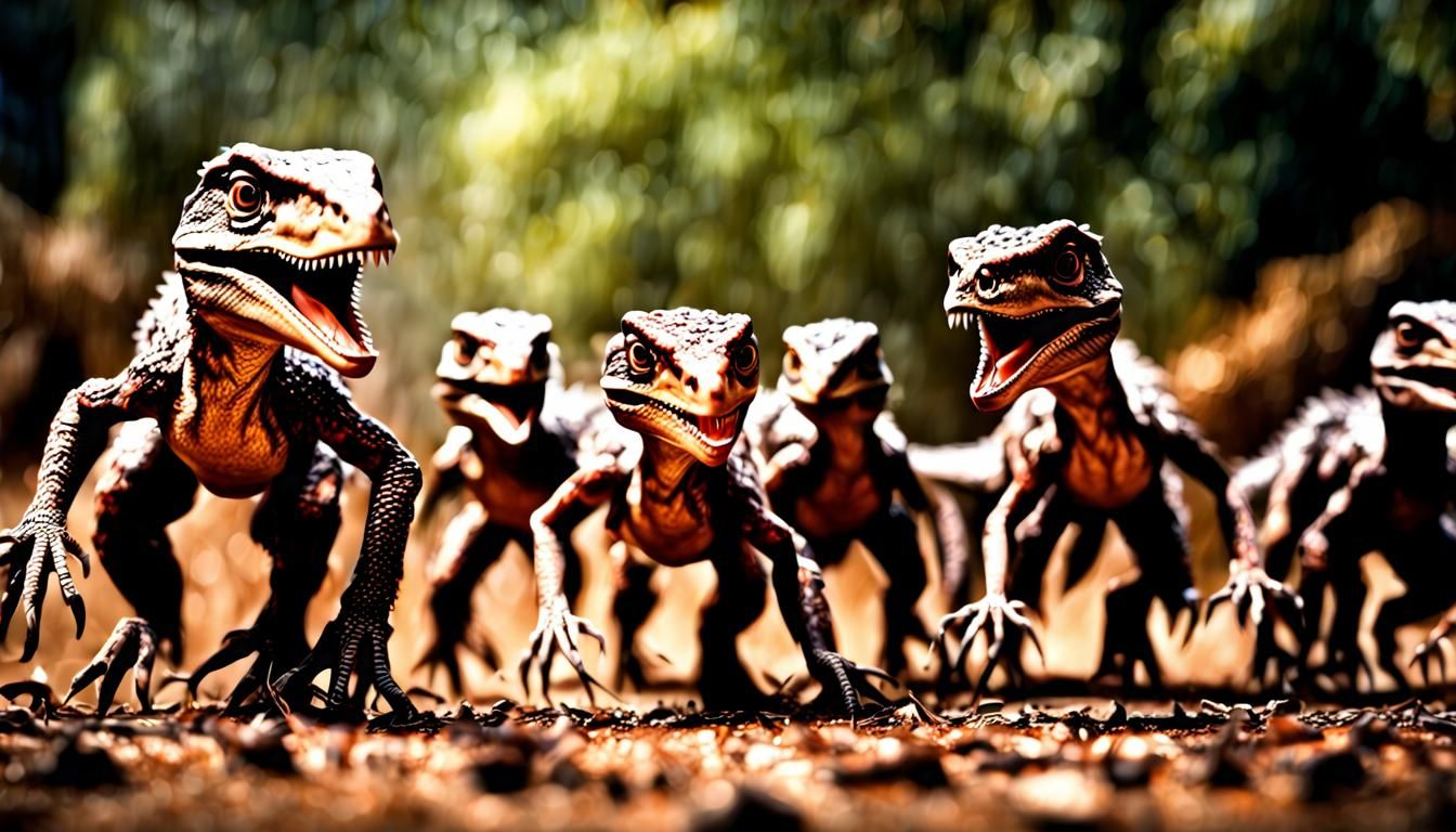 Hyperrealistic Baby Velociraptors on the Loose