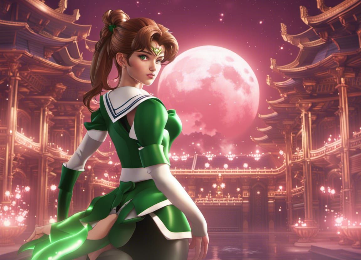 Sailor Jupiter in Moon Palace: Detailed Matte Painting