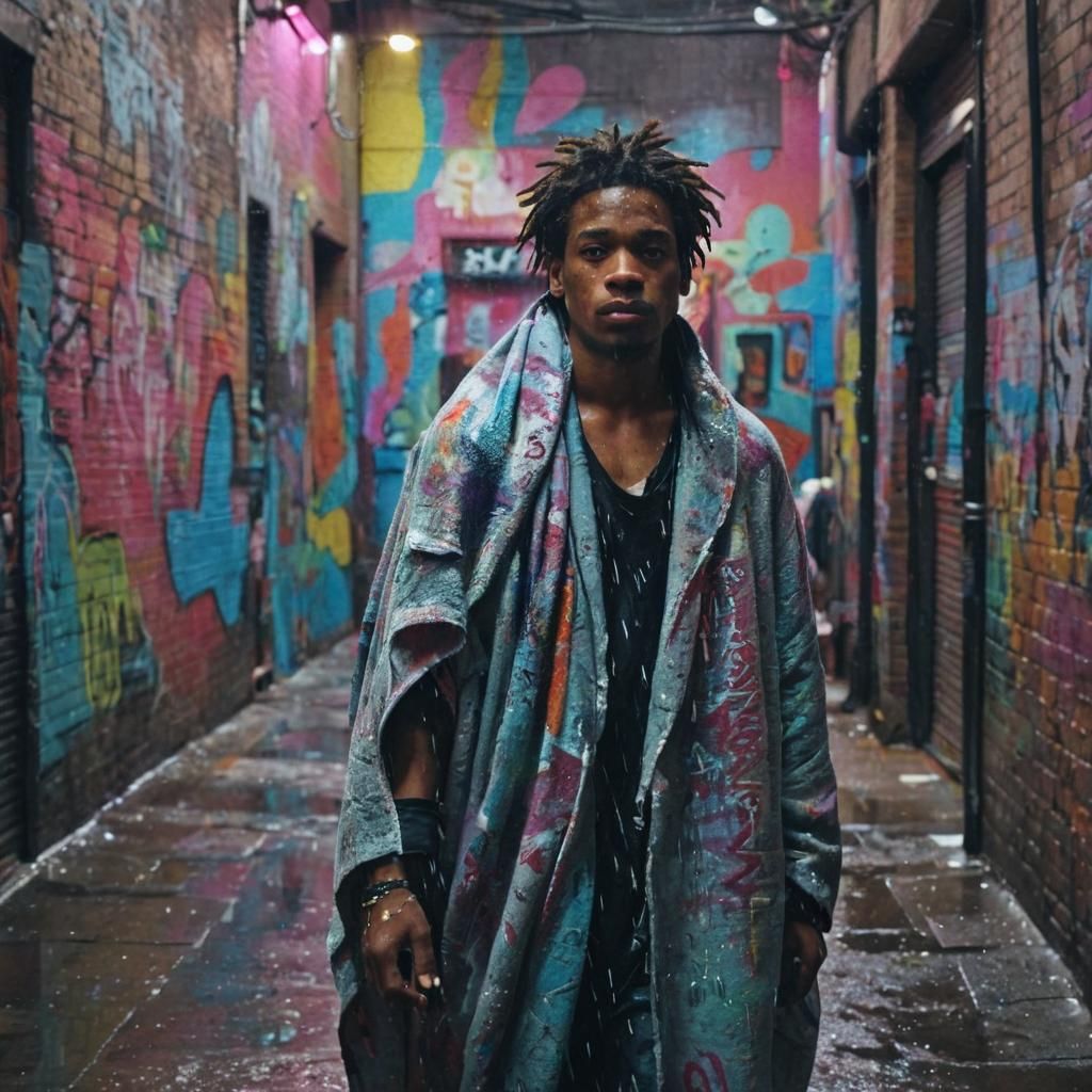 Person in Wet Wipe Blanket, Basquiat Expressionism