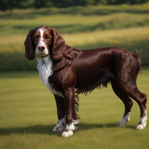 Scottish Setter Running in Green Meadow