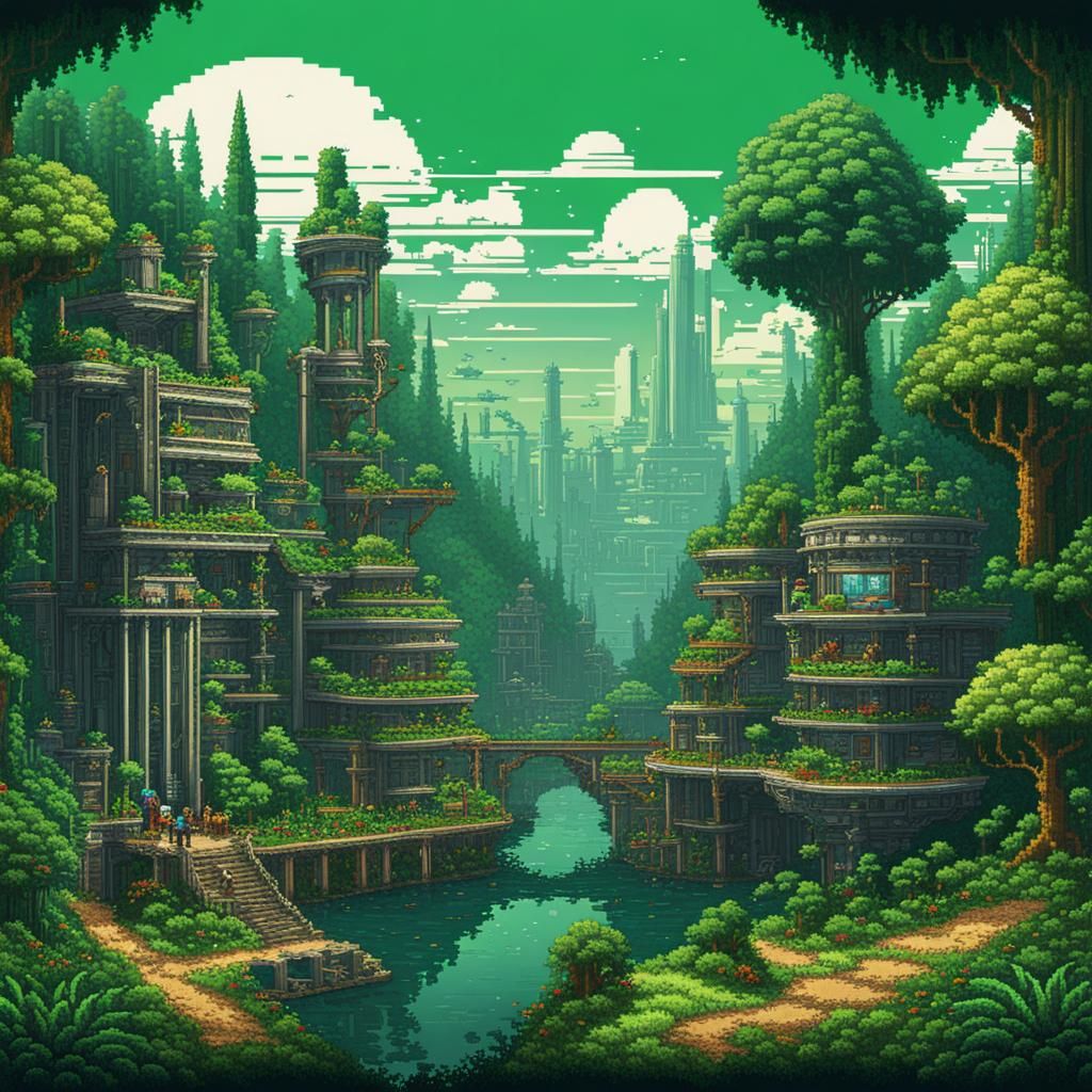 Utopian World: 8-bit Pixel Art