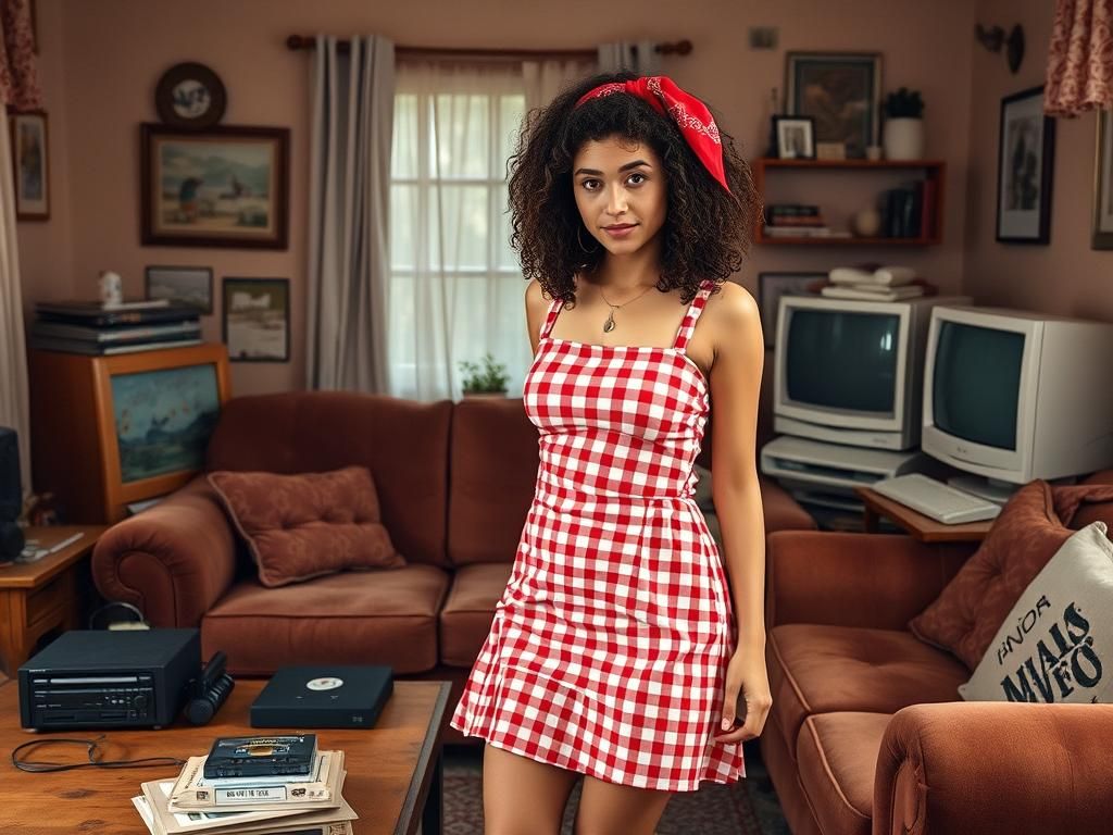 90s Grunge Girl in Gingham Dress