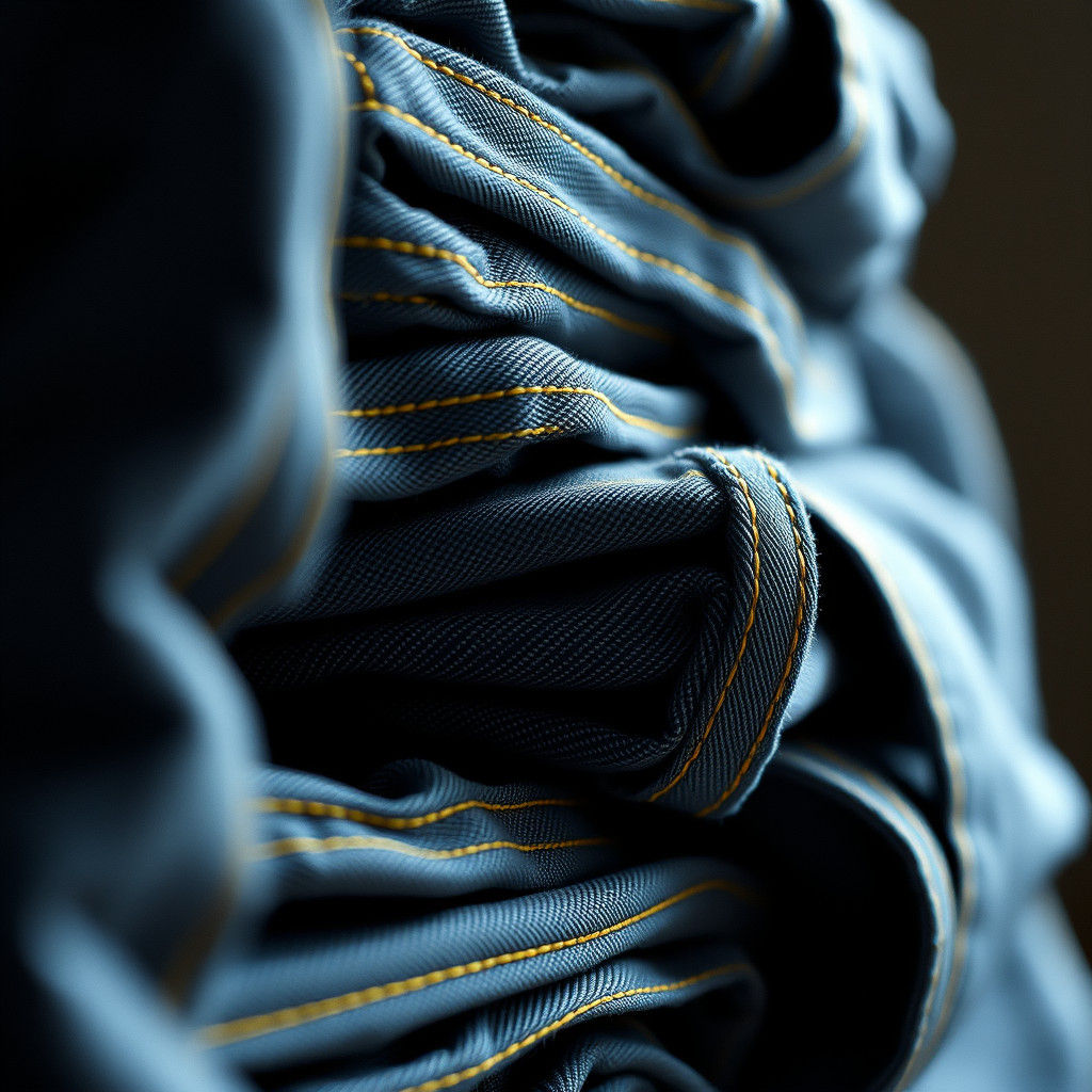 Luxurious Denim Jeans Close-Up with Film Grain