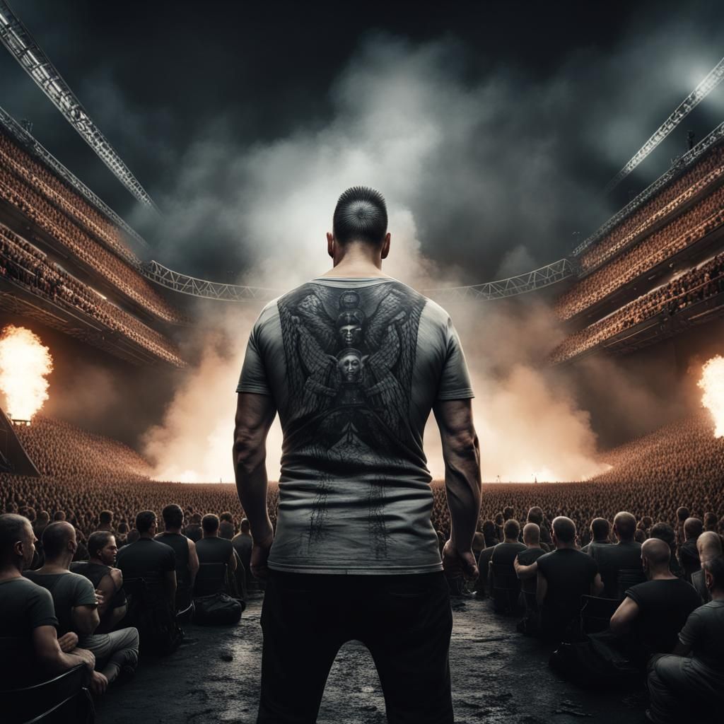 German Man at Rammstein Concert: Digital Matte Painting