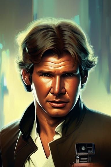 Han Solo Portrait in Sci-Fi Concept Art Style
