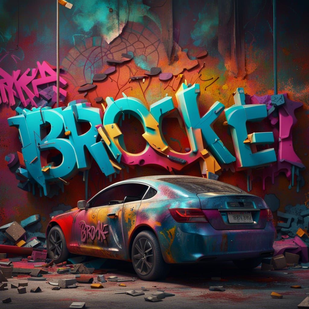 Graffiti Wall and Destroyed Car: Matte Painting