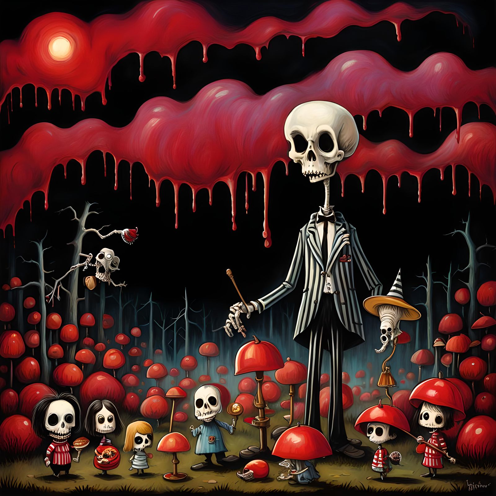Peanuts Horror Oil Painting in Surreal Style