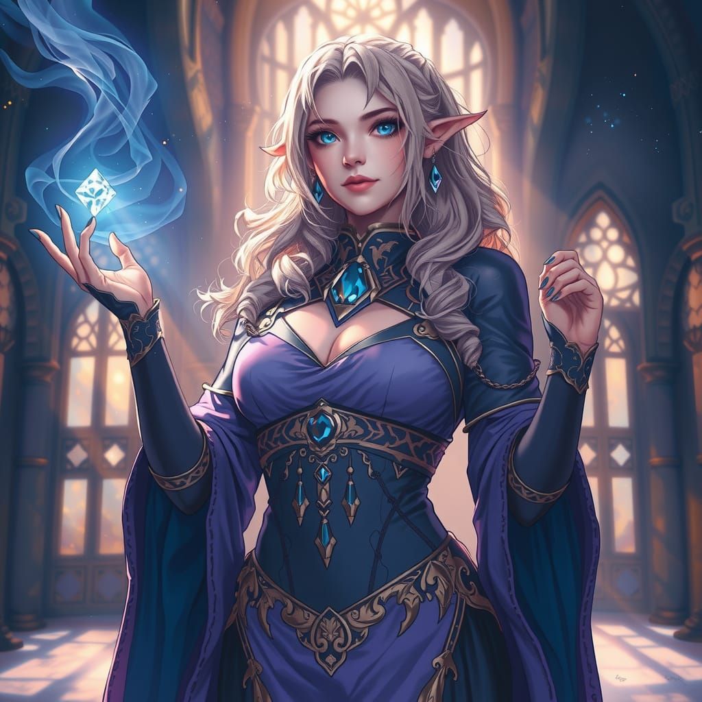 Ethereal Elf Archmage in Royal Attire