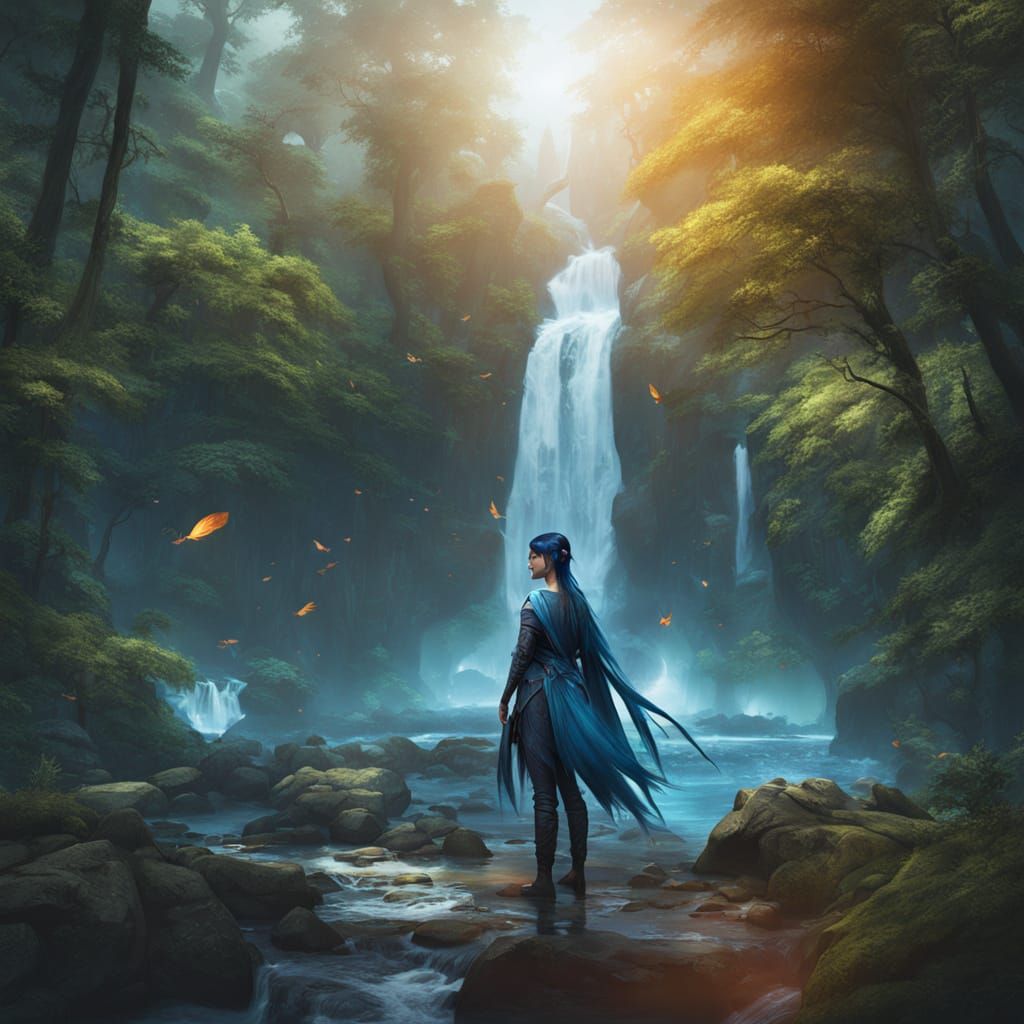 Eladrin Elf Portrait in Forest, Fantasy Concept Art