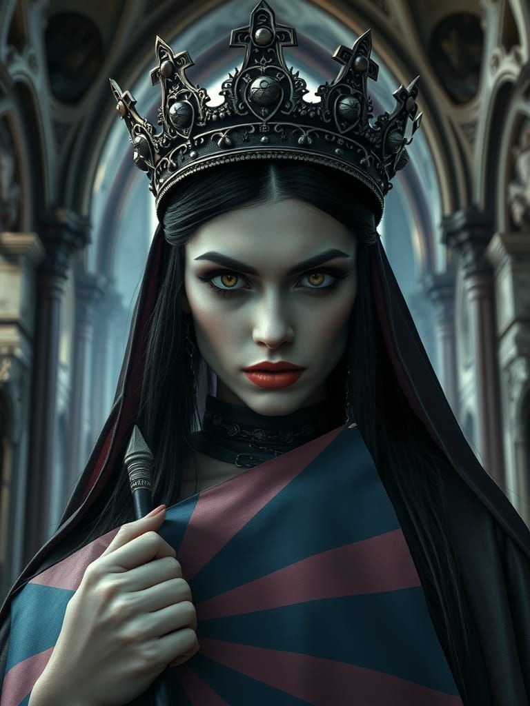 Gothic Vampire Queen with Macedonian Flag