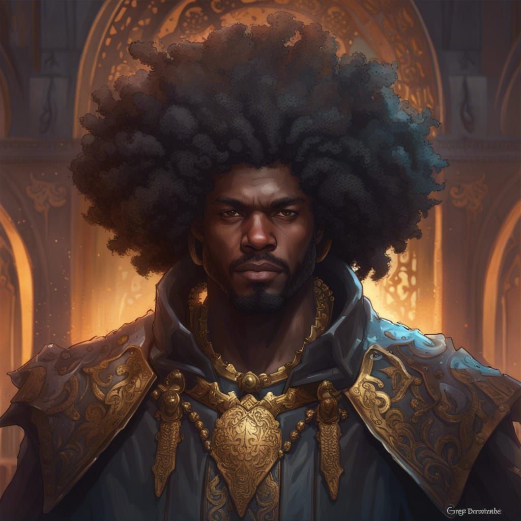 Majestic Black King Portrait in Art Nouveau Style