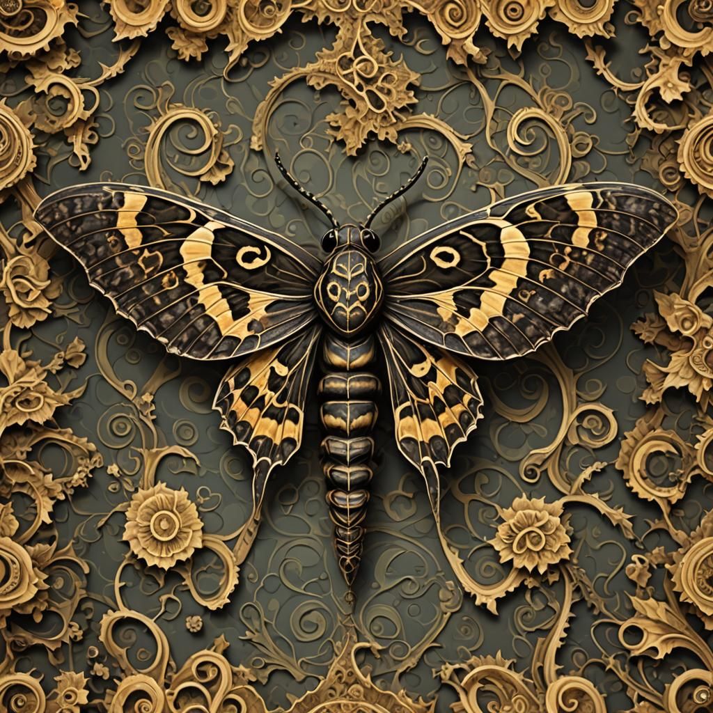 Fractal Hawk Moth in Death's-Head Pattern