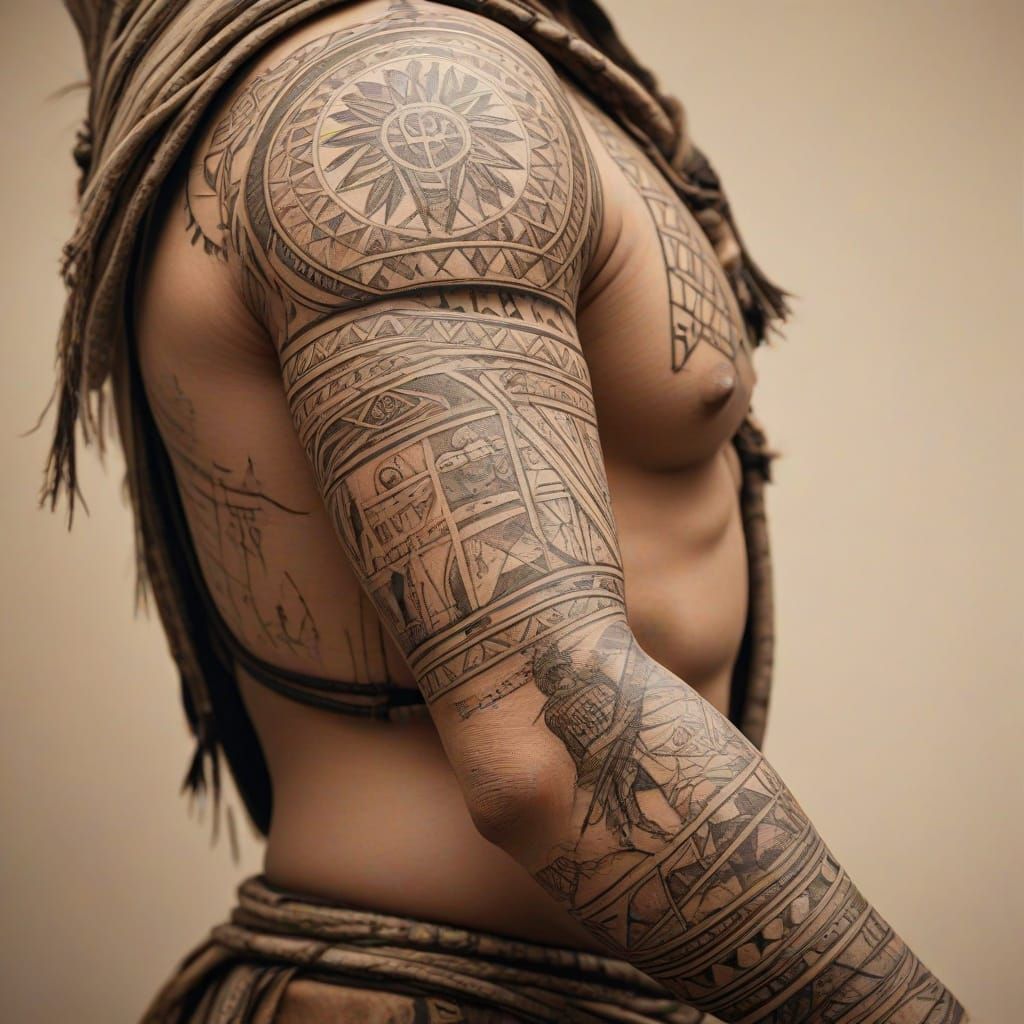 Ancient Saka medical tattoo patterns for healing shown on vellum