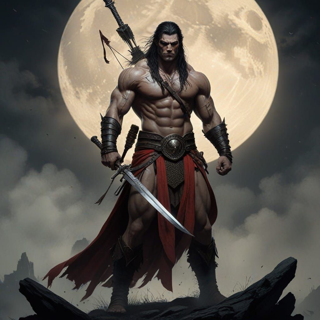 Mystical Czech Knight in Moonlit Medieval Landscape