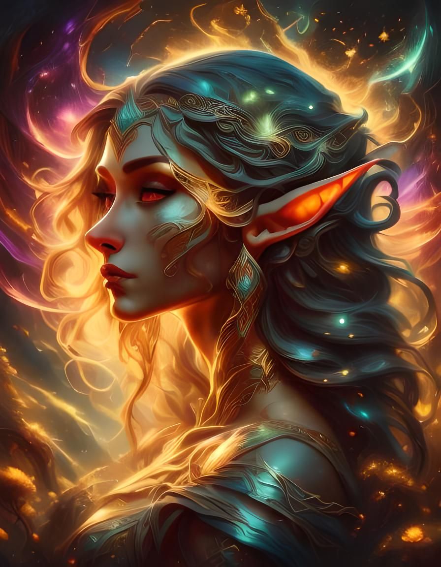 Ethereal Elf Portrait in Whimsical Fantasy Style