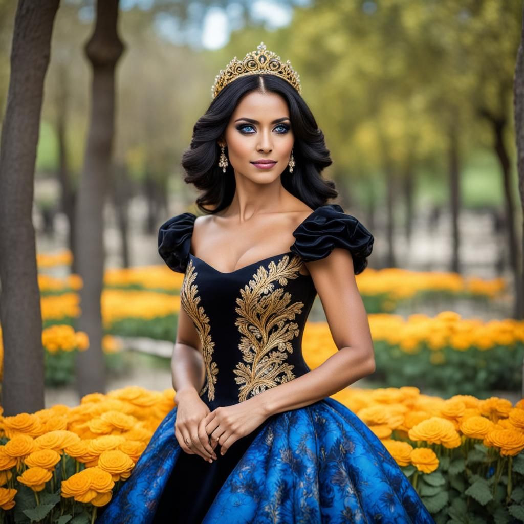 Beautiful Princess in a Flower Garden