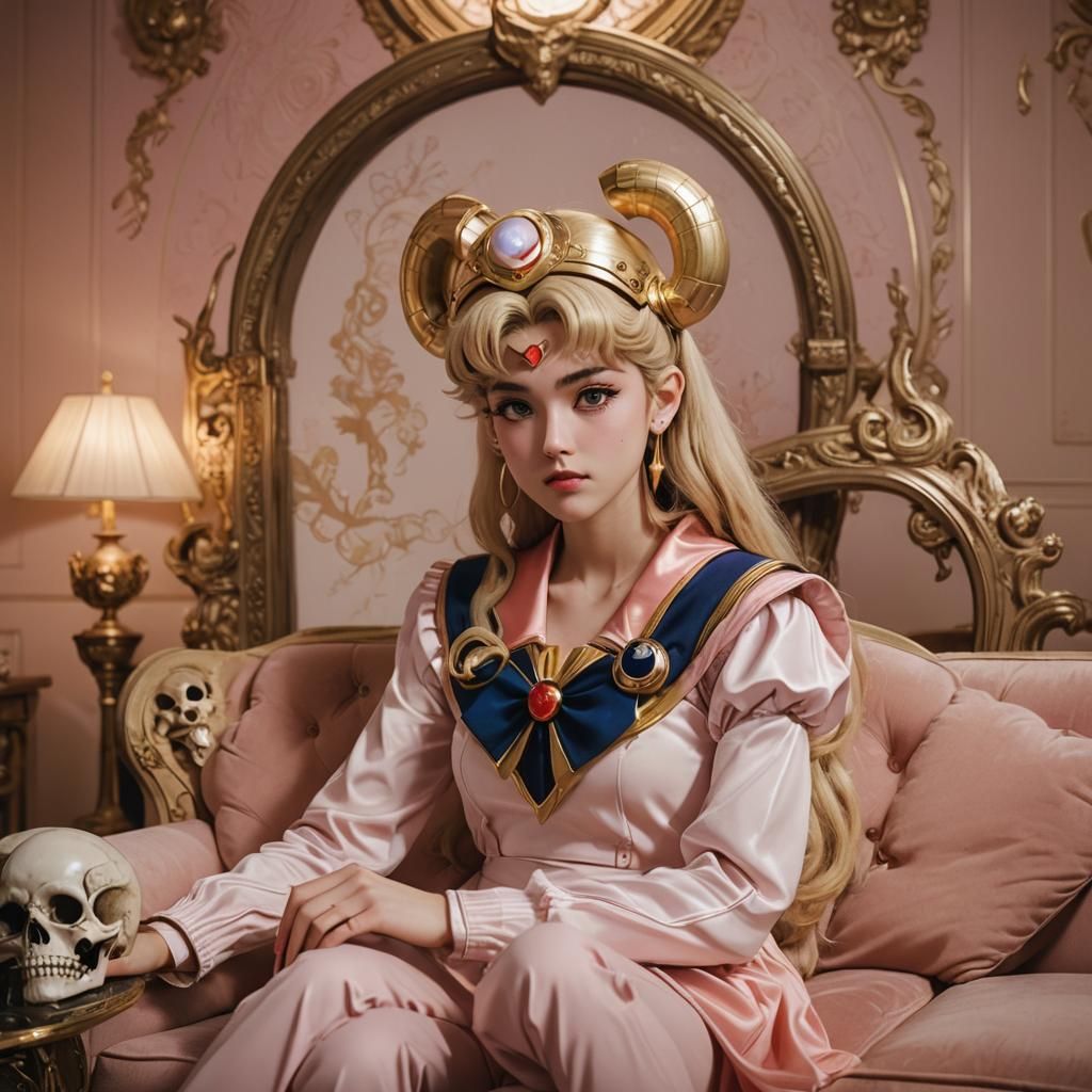 Sailor Moon with Skull Helmet, Anime Style