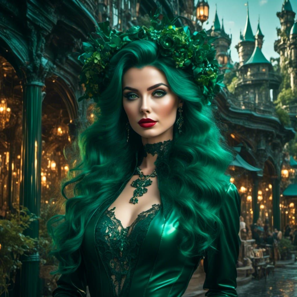 <lora:The shine of latex:1.0> Beautiful woman with long dark...