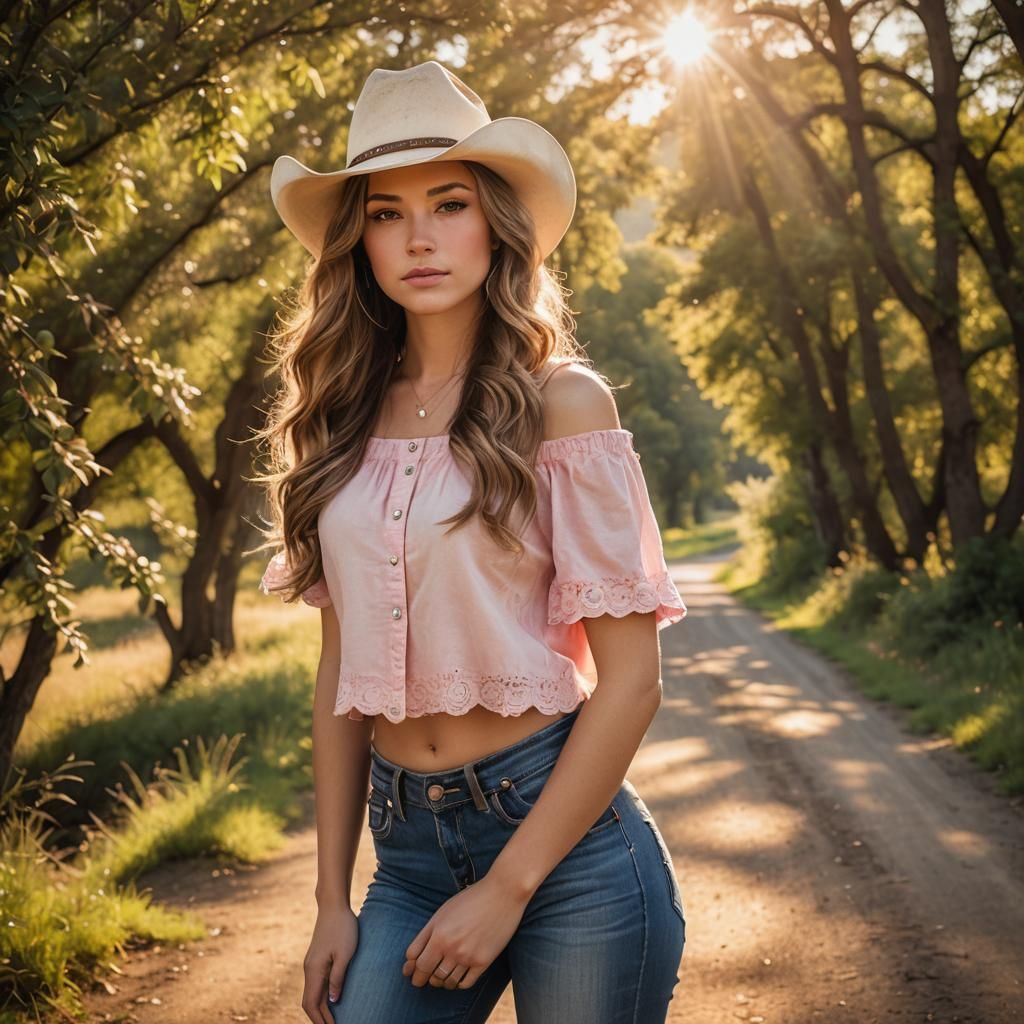 Teenage Girl Portrait on Rural Road in Digital Photography