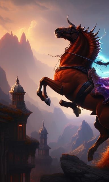 Demonic Horse Portrait in Detailed Digital Art