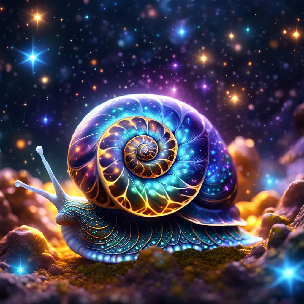 Mystical Crystal Snail with Starry Sky Shell