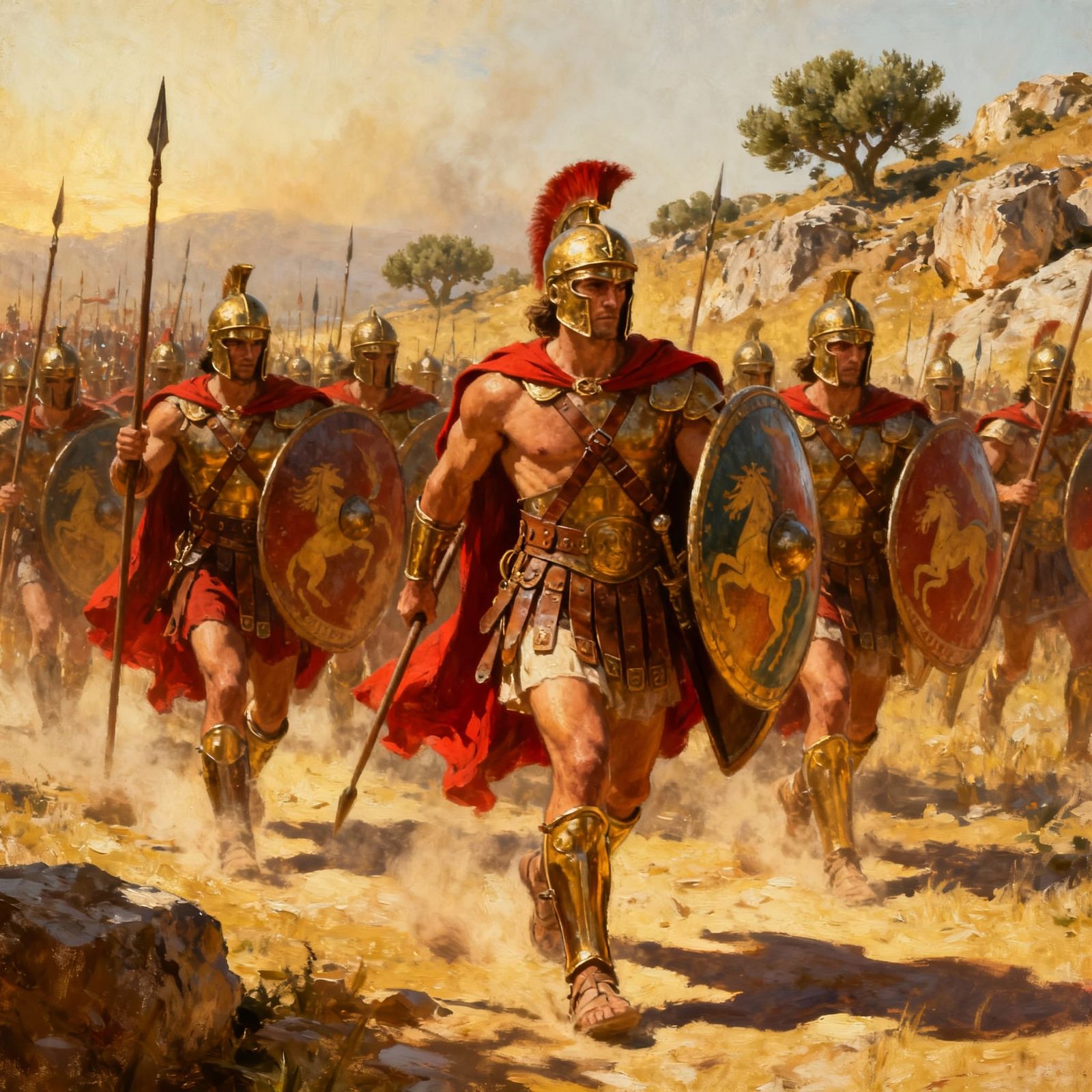 Ancient Greek Warriors Marching to Battle