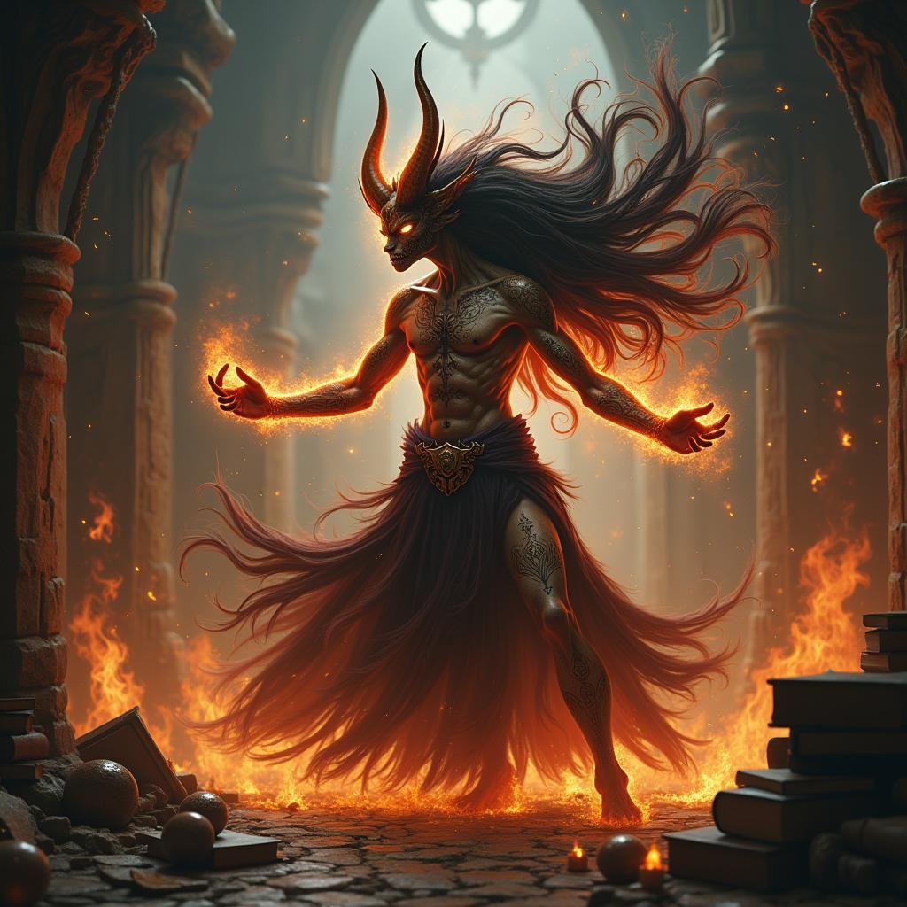 Mystical Dancing Demon in a Dark Underworld