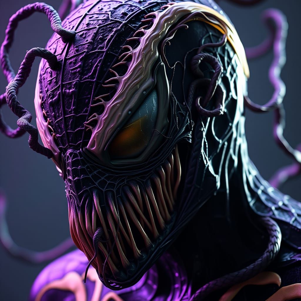 Dark Fantasy Spiderman Confronts Venom in Haunting 8K Art