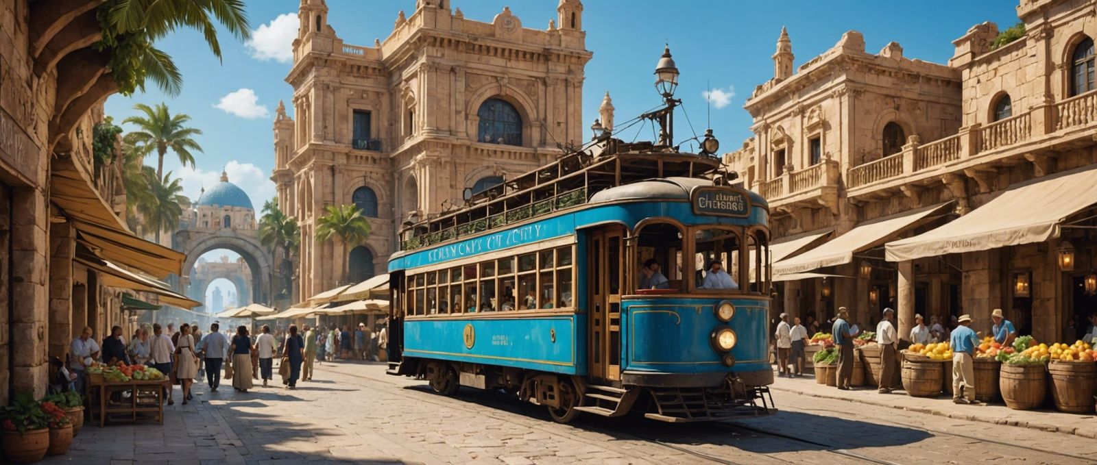 Vintage Tram in Sunken Atlantis Marketplace