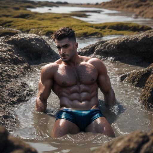 Man Sinking in Quicksand: Professional Photography