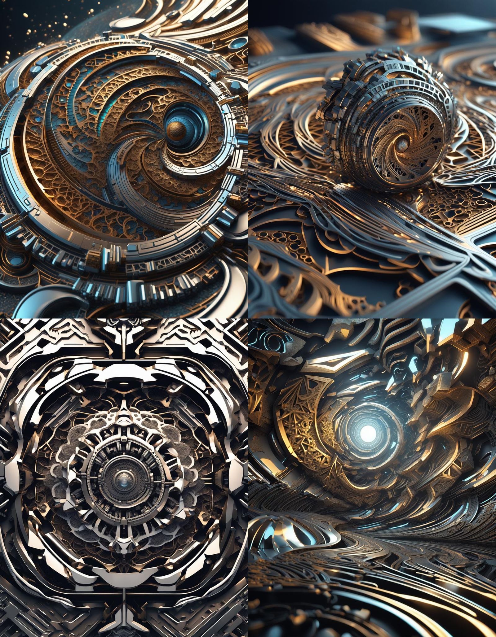 Futuristic Sci-Fi Vector Fractal in 3D Shading