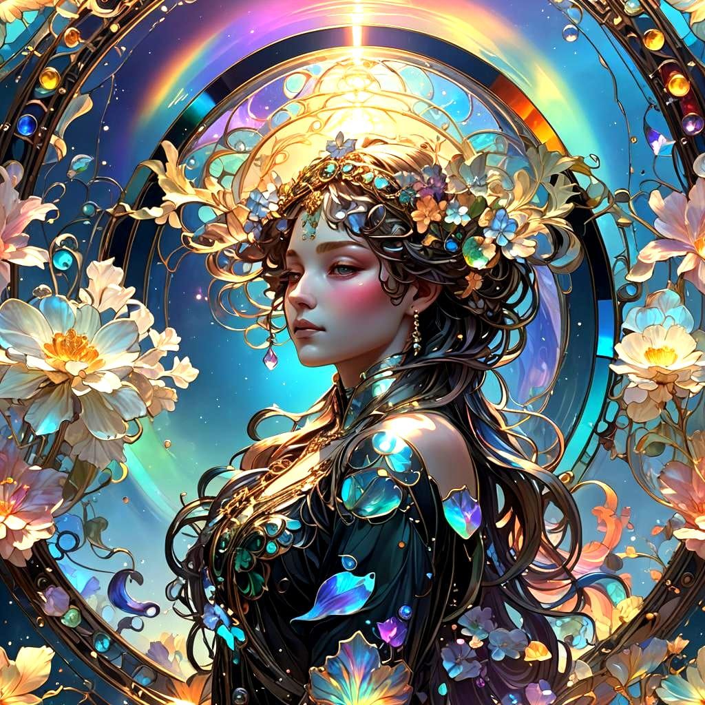 Iridescent Sky Spell in Art Nouveau Style