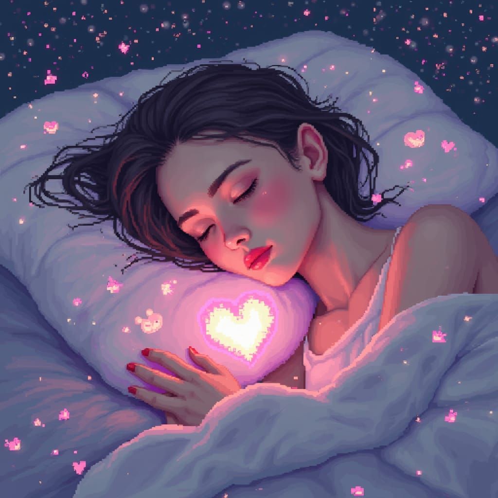 Pixel Art Goddess in Slumber