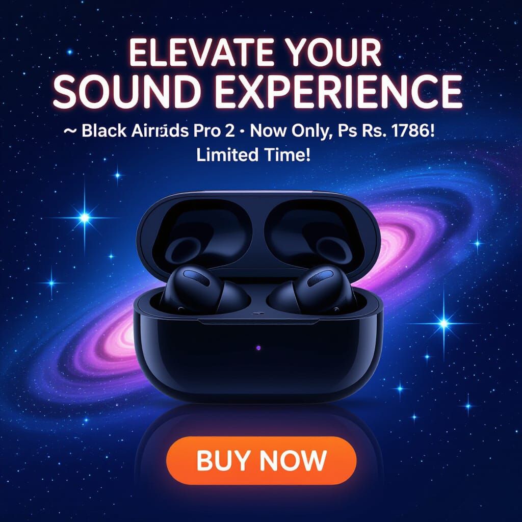 Cosmic AirPods Pro 2 Ad with Ethereal Background