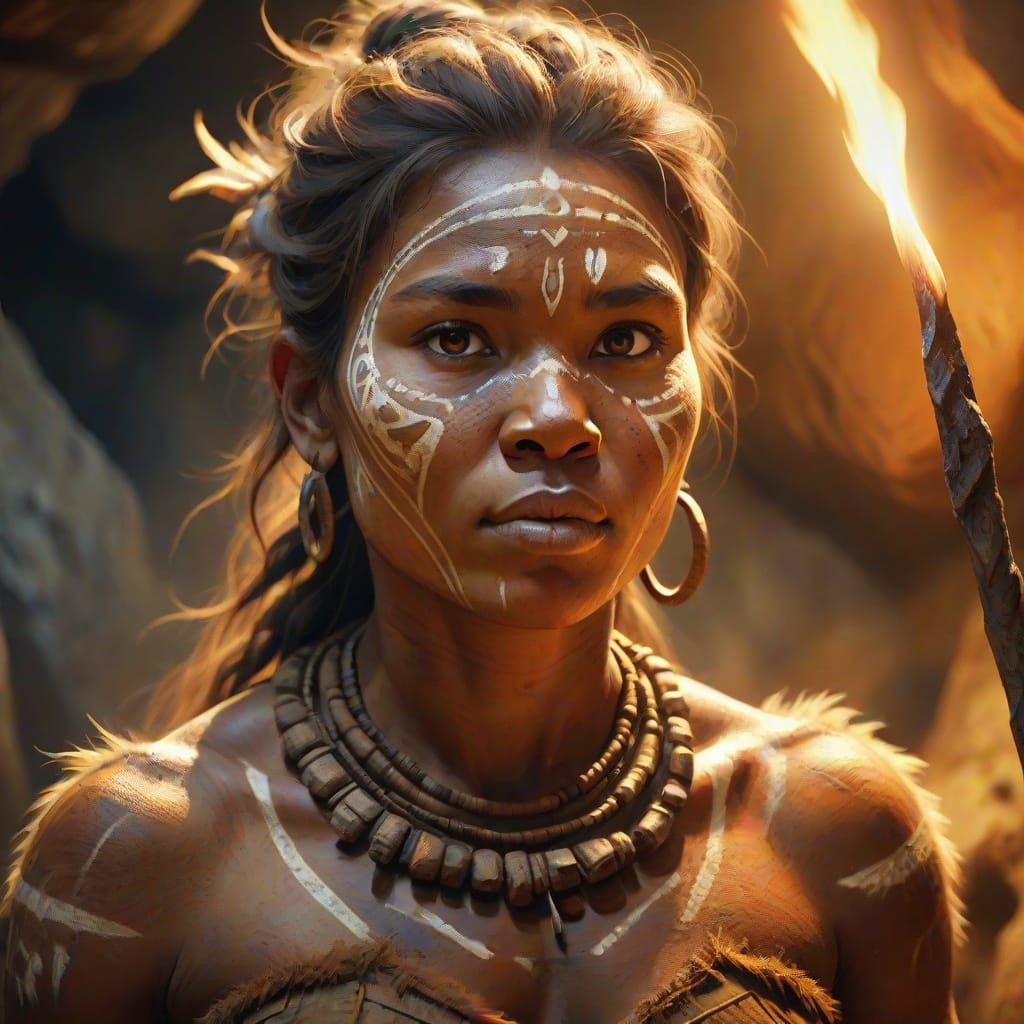 Gigantic Cave Dwelless in Earthy Oil Painting