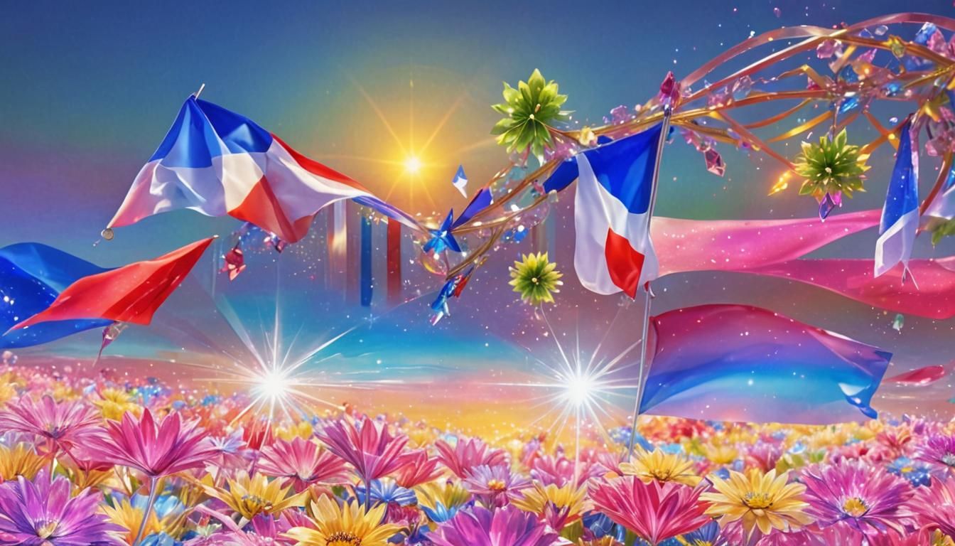 Surreal French Flags with Crystal Flowers