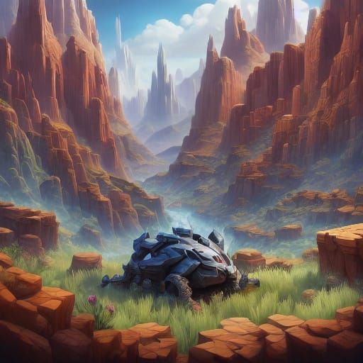 Mysterious Green Dinosaur-Kangaroo Hybrid in a Dreamlike Lan...