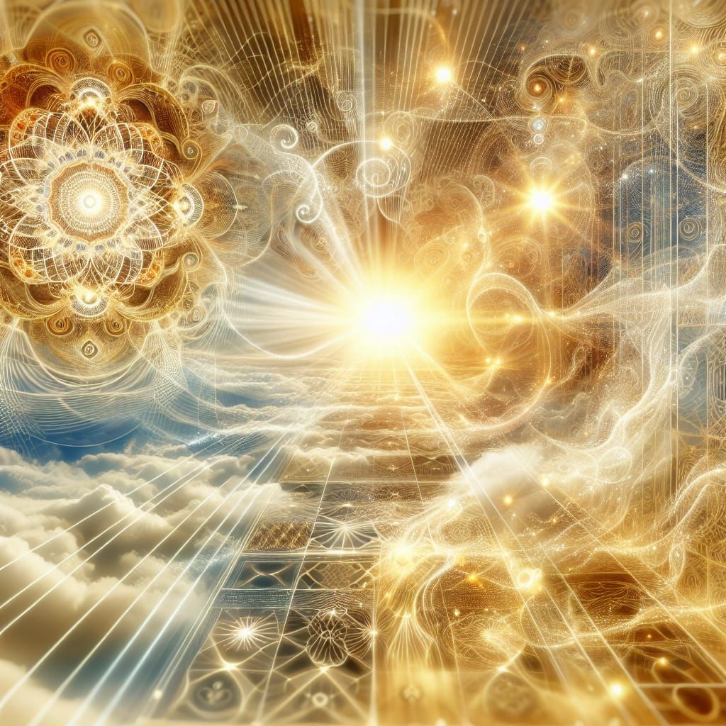 Ethereal Landscape with Golden Sacred Geometry