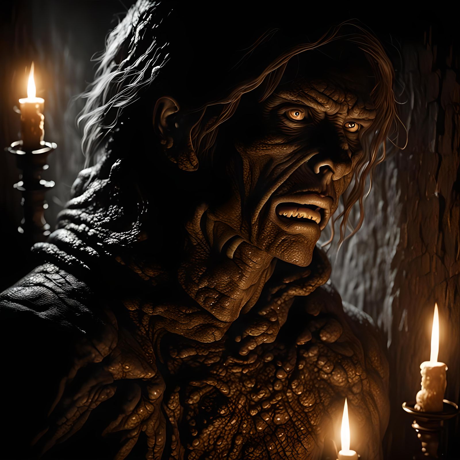 Goblin Slayer's Threatening Gaze with Sword